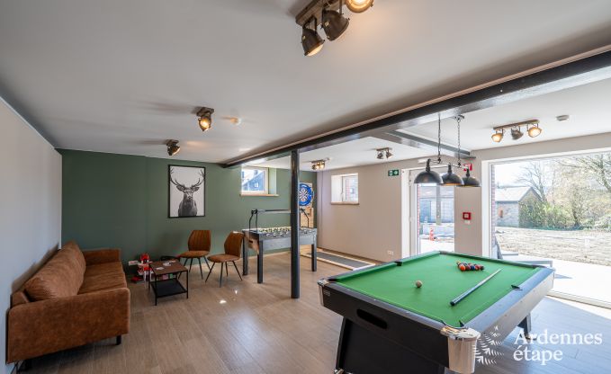 Maison de vacances � Bastogne : logement spacieux pour 14 personnes avec 6 chambres et salle de jeux