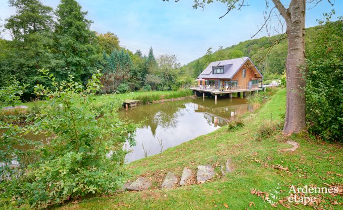 Charmant chalet sur pilotis, au bord de l'eau, pour 2 personnes à Ferrières avec poêle à bois, jardin et terrasse privée