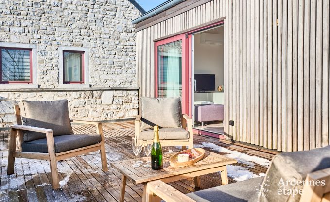 Maison de vacances cosy  Houyet : calme absolu pour 4 personnes avec vue sur l'Ardenne