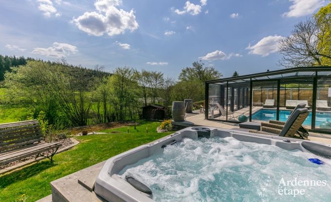 Villa haut de gamme  Redu, Ardenne, 9 personnes, piscine extrieure, sauna, hammam, jacuzzi intrieur et extrieur, jardin priv, quipements complets