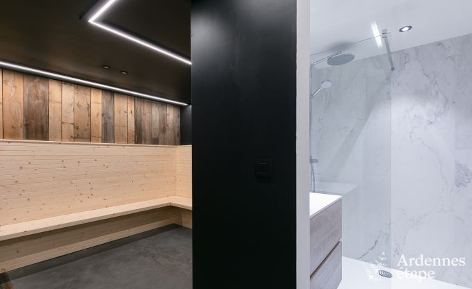 Spacieuse cottage pour 8 personnes  Spa avec sauna, jacuzzi, 4 chambres et salles de bains et jardin priv