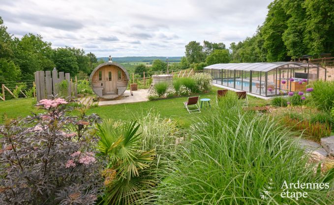 Sjour inoubliable  Villers-en-Fagne : Maison de vacances avec sauna, jacuzzi, piscine et vue imprenable en Ardenne