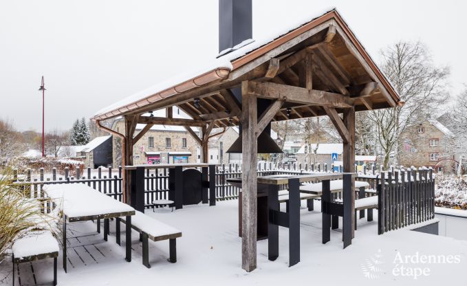 Chalet spacieux  Waimes, prs des Hautes Fagnes : 20 personnes, chemine, billard, bar et terrasse prive